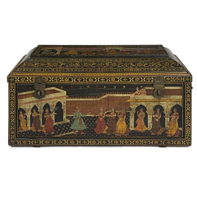 Lot 178 - Indian Polychrome Decorated Wood Chest Height...