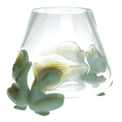 Lot 406 - Lalique Molded Glass Antinea Footed Vase Of...