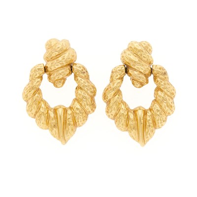 Lot 28 - Pair of Gold Doorknocker Earclips