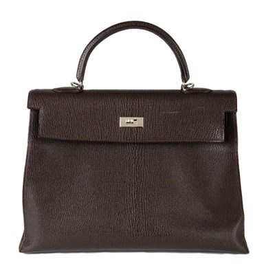 Lot 255 - Hermes 35 Kelly Bag Chocolate togo leather...