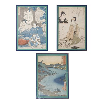 Lot 235 - Group of Three Framed Japanese Woodblock...