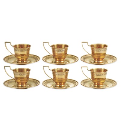 Lot 299 - Gold Demi-Tasse Liners and Sauces, Black, Starr & Frost