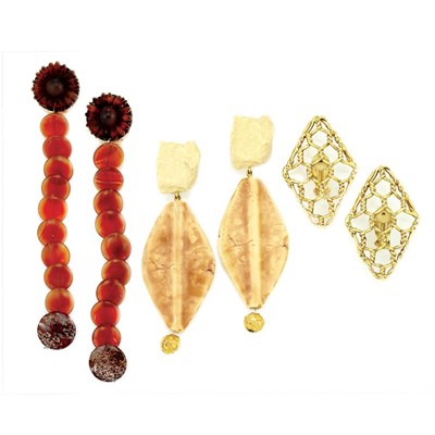 Lot 49 - Three Pairs of Yves Saint Laurent Earrings...