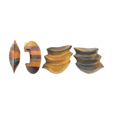 Lot 53 - Two Pairs of Yves Saint Laurent Wood Earrings...