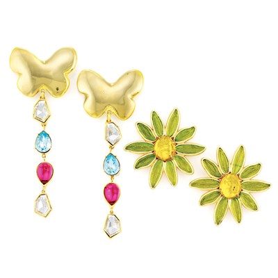 Lot 63 - Two Pairs of Yves Saint Laurent Earrings...