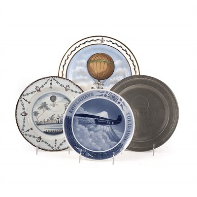 Lot 328 - Group of Aviation Theme Porcelain, Tin Glazed...