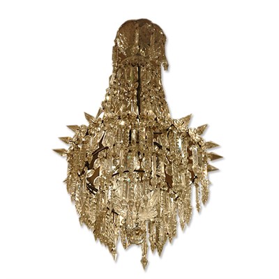 Lot 375 - Regency Style Glass Three-Light Chandelier...
