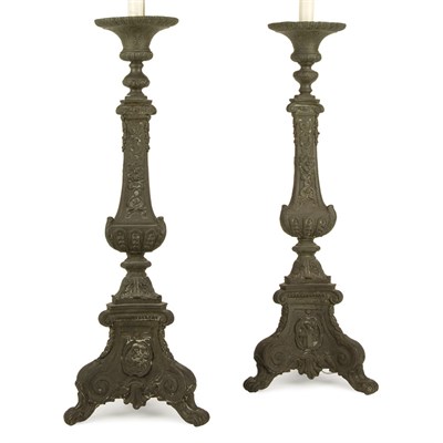 Lot 264 - Pair of Continental Baroque Style Altar Sticks...