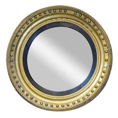 Lot 482 - Regency Part Ebonized Gilt-Wood Convex Mirror...
