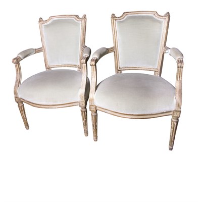 Lot 393 - Pair of Louis XVI Painted and Parcel Gilt...