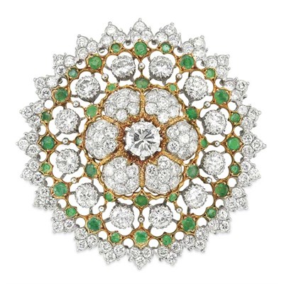 Lot 480 - Two-Color Gold, Diamond and Emerald Pendant-Brooch, Gianmaria Buccellati
