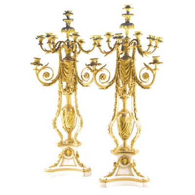 Lot 324 - Pair of Louis XVI Style Gilt-Bronze and Marble...