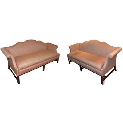 Lot 395 - Pair of George III Style Mahogany Camel Back...