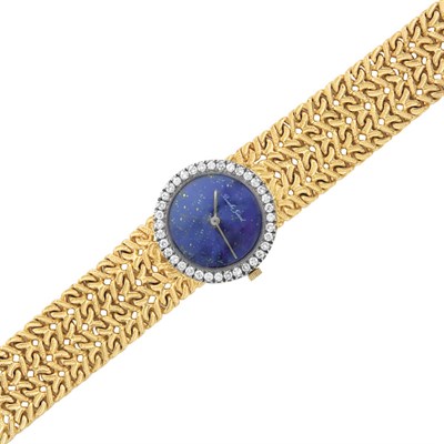 Lot 436 - Gold, Lapis and Diamond Wristwatch, Bueche Girod
