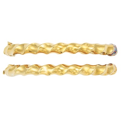 Lot 350 - Pair of Gold Bangle Bracelets