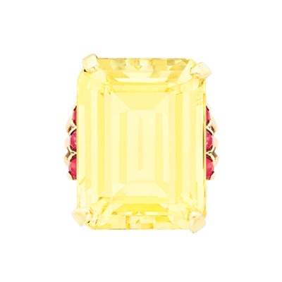 Lot 41 - Two-Color Gold, Citrine and Ruby Ring