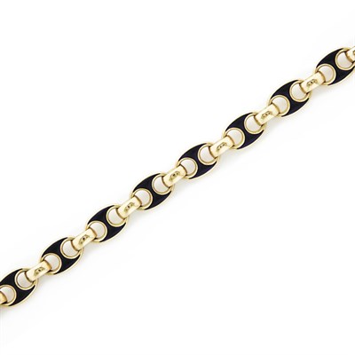 Lot 82 - Gold and Blue Enamel Nautical Link Bracelet