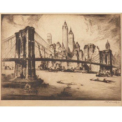 Lot 434 - Nat Lowell (1880-1956) BROOKLYN BRIDGE;...