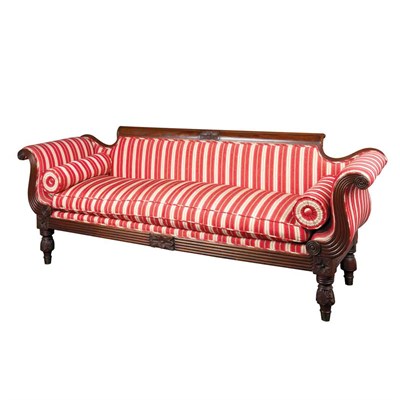 Lot 219 - Classical Mahogany Upholstered Settee Possibly...