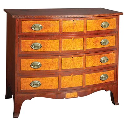 Lot 246 - Federal Mahogany and Figured Maple Bow Front...