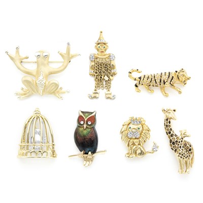 Lot 51 - Seven Costume Brooches