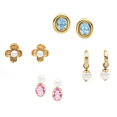 Lot 283 - Four Pairs of Gold Earrings