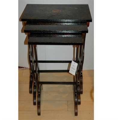 Lot 556 - Nest of Three Victorian Style Black Lacquered...