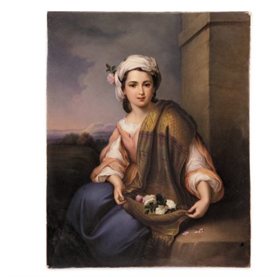 Lot 246 - Framed KPM Painted Porcelain Portrait Plaque...