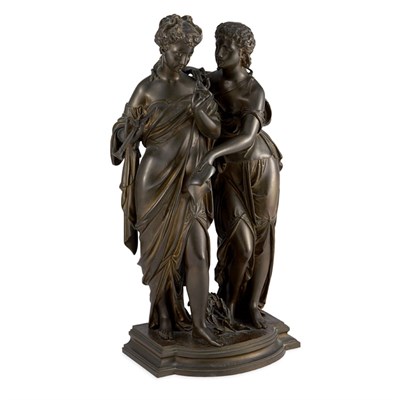 Lot 286 - Gilt and Patinated-Bronze Figural Group of Two...