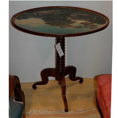 Lot 563 - Provincial Painted Leather Tilt-Top Side Table...