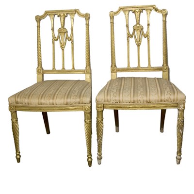 Lot 247 - Pair of Louis XVI Style Gilt-Wood Side Chairs...