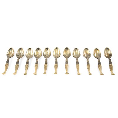 Lot 169 - Set of Eleven Whiting Silver Gilt and Ivory...