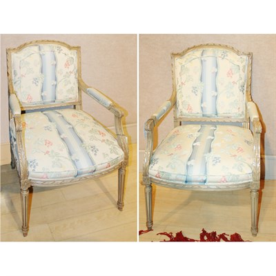 Lot 219 - Set of Ten Louis XVI Style Painted Armchairs