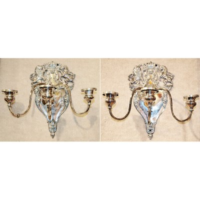 Lot 308 - Pair of Sheffield Silver Plated Three-Light...