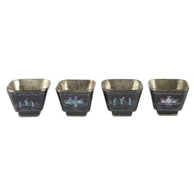 Lot 239 - Four Chinese Mother-of-Pearl Inlaid Black...