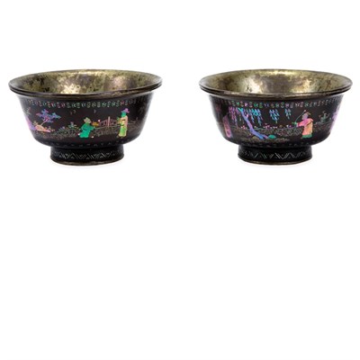 Lot 107 - Two Chinese Mother-of-Pearl Inlaid Black...