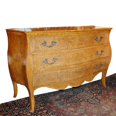 Lot 249 - Continental Rococo Style Walnut Bombe Commode...