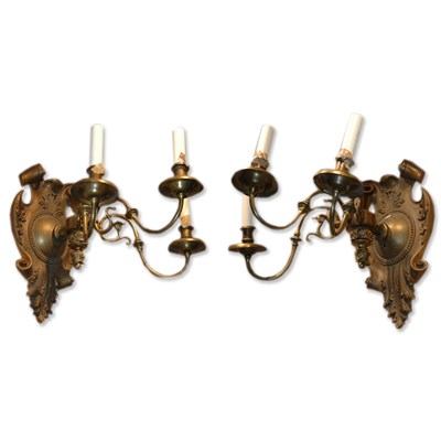 Lot 444 - Pair of Continental Baroque Style Gilt-Bronze...