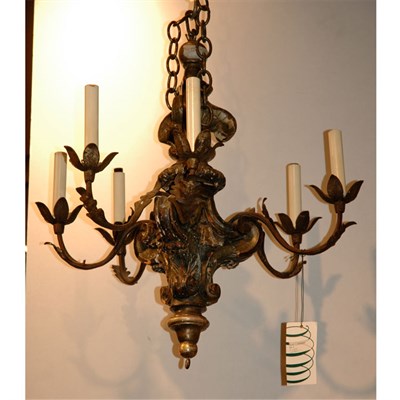 Lot 465 - German Rococo Style Polychrome Wood Six-Light...