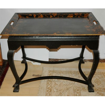 Lot 147 - Victorian Style Papier Mache Tray on Stand...