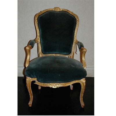 Lot 490A - Louis XV Style Carved and Painted Fauteuil The...