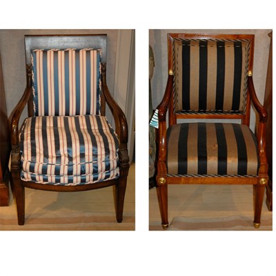 Lot 170 - Pair of Empire Style Mahogany Armchairs
