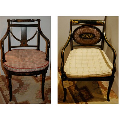 Lot 181 - Two Regency Style Gilt Decorated and Black...