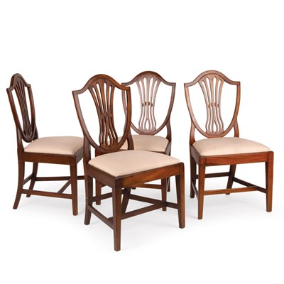 Lot 181 - Set of Four Federal Inlaid Mahogany Shield...