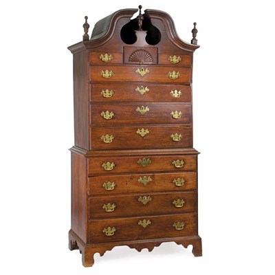Lot 119 - Chippendale Cherry Chest on Chest New England,...
