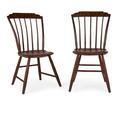 Lot 155 - Pair of Painted and Decorated Windsor Side...