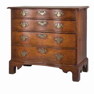 Lot 169 - Chippendale Cherry Oxbow Chest of Drawers...