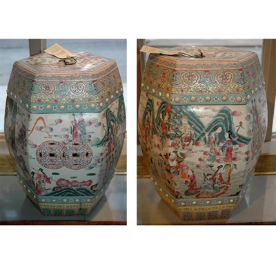 Lot 568 - Pair of Chinese Famille Rose Porcelain Garden...