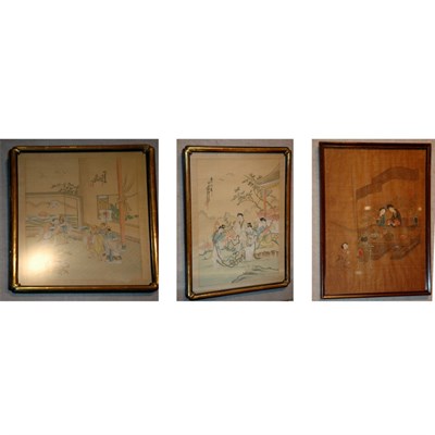Lot 201 - Group of Three Chinese Paintings on Silk...