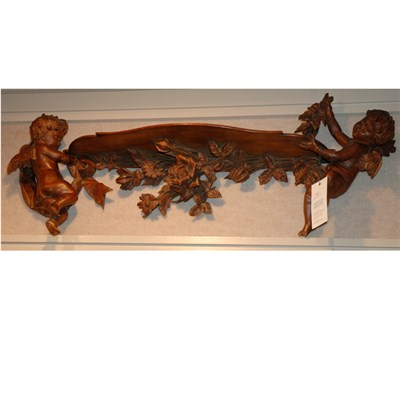 Lot 223 - Continental Carved Oak Wall Bracket Length 40...